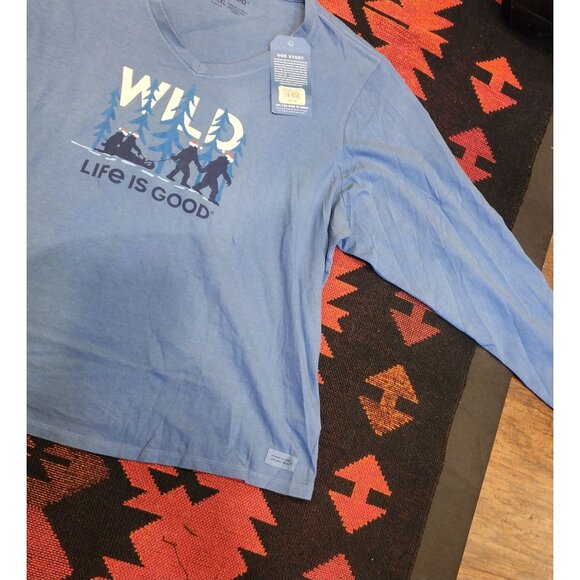 Life Is Good Women's Crusher Tee Wild Print Long Sleeve XXL Blue Cotton - Picture 2 of 12